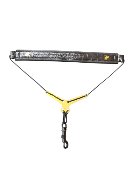 Dave Guardala Deluxe Saxstrap Elchleder Schwarz mit Plastikkarabiner und Spreizer